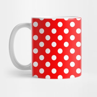 White Polka Dots on Red Background Pattern Mug